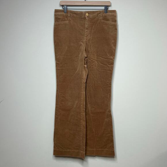 Talbots Stretch Corduroy Flare Leg Pants Size 10 Almond Buff High Waist - Picture 2 of 9